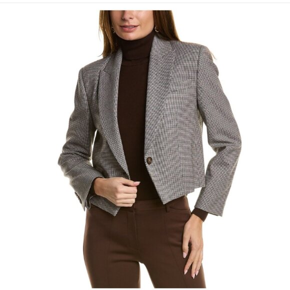 Brunello Cucinelli Cropped Houndstooth Wool-blend Jacket